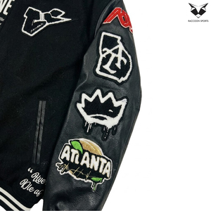 2026 Customized Made New Arrival OEM Street Wear Eco-Friendly Wool & PU Leather College Letterman Baseball Varsity <b>Jacket</b> - Product Image 4