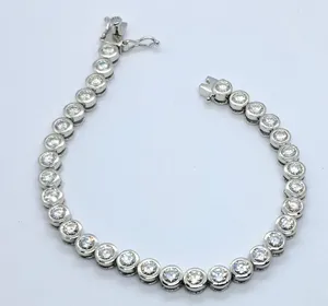 Bracelet tennis en moissanite, argent 925 plaqué or blanc, bijoux luxueux et étincelants pour femmes, cadeau de mariage - Product Image 3