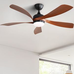 52-Inch Indoor <b>Ceiling</b> <b>Fan</b> with 3 Color Dimmable DC Motor 5 ABS Blades Remote Control & Reversible <b>Black</b> Wi Model W882P146311 - Product Image 5