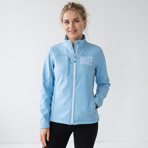OEM Custom Embroidered Logo <b>Women's</b> <b>Waterproof</b> Quilted <b>Breathable</b> Soft Shell <b>Jacket</b> with Chest Side Pockets for Hiking Camping - Product Image 1