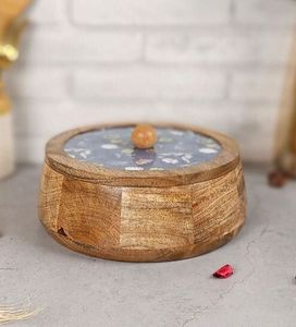 Conteneur de stockage alimentaire en bois moderne fait à la main avec couvercle rabattable, résistant à l'humidité, préservation de la fraîcheur, rangement des épices, utilisation en cuisine - Product Image 6