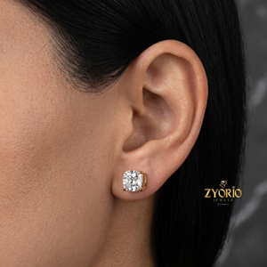 Pendientes de Diamante Cultivado en Laboratorio con Corte Princesa de Zyorio Jewels, Modernos, con 4 Puntas y Cierre de Rosca, Oro Sólido de 14K, Certificados por IGI, para Mujer - Product Image 2