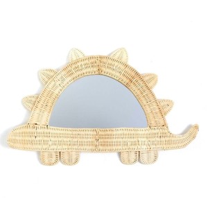 Handwoven <b>framed</b> rattan mirrors dinosaur wall decor mirror beautiful ornament for children rooms - Product Image 1