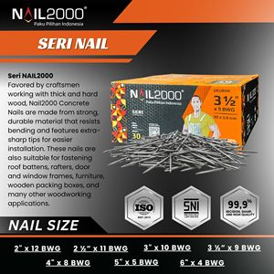 Clavos Comunes NAIL2000 SERI de 3 1/2" x 9 BWG, Acero Galvanizado, Grado Industrial, Cabeza Redonda, Punta Afilada - Product Image 3