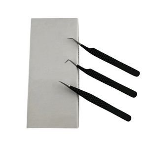 Pince à cils en acier inoxydable à pointe en fibre, personnalisable avec logo, pour extensions de cils volume - Marque privée - Product Image 1