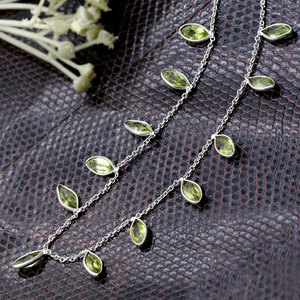 Collar de Plata de Ley 925 con Peridoto, Corte Marquesa, Elegante, Joyería Fina, Regalo para Mujer, Venta al Por Mayor - Product Image 5