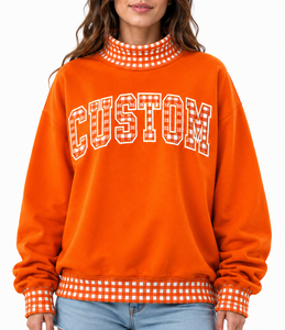 Fabricante de Sudaderas Extra Grandes de Felpa de Algodón con Cuello Alto y Parches de Gingham, Bordadas con Logotipo Personalizado para Mujer - Product Image 5