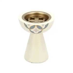 Brûleur d'encens élégant en bois avec bol intérieur en métal et incrustation florale en fil de laiton, support pour Bakhoor, pour l'aromathérapie au bureau et à la maison - Product Image 3