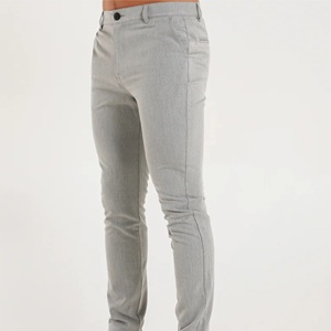 Pantalón Chino de Corte Ajustado, Color Liso, con Bolsillos, Elástico, Formal, Antiarrugas, para Hombre - Product Image 1