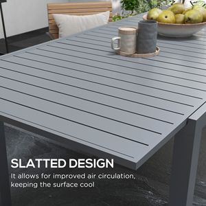 Tavolo da Pranzo Pieghevole in Alluminio Leggero e Moderno per Esterni, Grigio Antracite, 6-8 Posti, per Patio e Giardino - Product Image 6