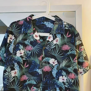 Camisa de Manga Corta Casual con Estampado de Tigre Estilo Chino Vintage para Hombre, Cuello Cubano, Estilo Hawaiano Floral para Verano - Product Image 3