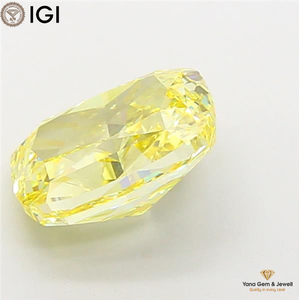 Diamant CVD de laboratoire, couleur jaune vif fantaisie, clarté VS1, taille coussin, 5,00 carats, avec certificat IGI pour un ensemble de bijoux unique - Product Image 4