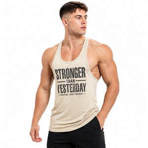 Customize Front Design Printed <b>Men</b> <b>Stringer</b> Top <b>Men</b> Workout Wear Racerback Top 100% Cotton Knitted Gym <b>Vest</b> <b>Men</b> Printed Tank Top - Product Image 2