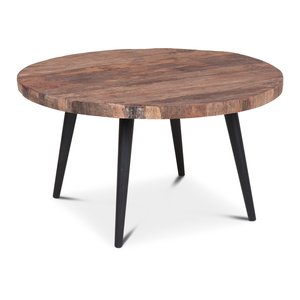 Round Wood <b>Coffee</b> <b>Table</b> with Black Metal <b>Legs</b> Midcentury Modern Handmade Living Room Furniture - Product Image 1