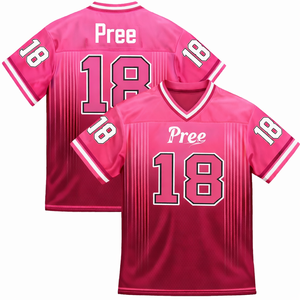 Maillot de football américain personnalisé avec logo et numéro brodés, respirant, manches courtes, polyester, pour entraînement et matchs sportifs - Product Image 1