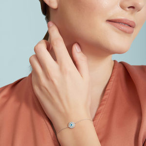 Bracelet en argent 925 avec zircon cubique et œil turc, bracelet cœur d'amour pour femmes, bijoux fins - Product Image 6