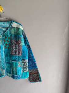 Veste matelassée patchwork pour femme, cardigan boutonné devant, col mandarin, manches longues, coupe classique, motif floral, cadeau pour elle - Product Image 3