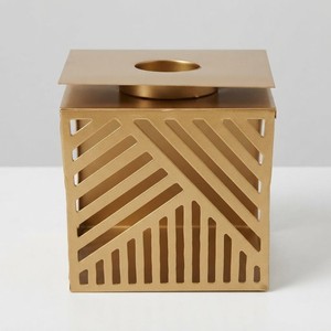 Modern <b>Gold</b> Black Metal <b>Tea</b> <b>Light</b> <b>Holders</b> Geometric Cut out Handmade MORADABAD ART METAL WARE Uttar Pradesh for Home Decoration - Product Image 3