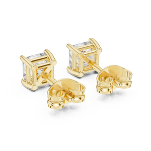 Boucles d'oreilles en diamant de laboratoire taille princesse 0,5 carat, serties en or jaune massif 18 carats, pour fiançailles, mariage, Saint-Valentin, ou usage quotidien. - Product Image 3