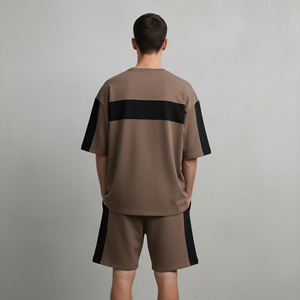 ชุดเซ็ตสตรีทแวร์ผ้าฝ้าย 100% ไซส์พลัส 2 ชิ้น สำหรับผู้ชาย พิมพ์ลายโลโก้พัฟฟ์แบบกำหนดเอง สไตล์ฮิปฮอป ชุดเซ็ตขาสั้น 2 สีสำหรับผู้ชาย - Product Image 6