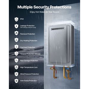 Scaldabagno a propano istantaneo intelligente da 8 galloni per esterni, 191000 BTU, acqua calda immediata, ingresso NPT da 3/4 di pollice per camper e gas GPL - Product Image 5