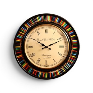 Handcrafted Wooden Pencil Wall <b>Clock</b> Creative Assorted Color Pencil <b>Clock</b> Decorative Wall <b>Clock</b> Home Decor <b>Art</b> <b>Clock</b> - Product Image 1
