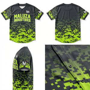 Camiseta de Béisbol Personalizada Premium, Camuflaje Digital, Uniforme de Equipo, Verde Neón y Negro, Transpirable, MALUZA INDUSTRIES - Product Image 6