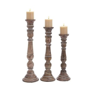 Support à bougie en bois, décoration rustique de style farmhouse pour la maison, centre de table pour salle à manger, salon, chambre et décoration de mariage - Product Image 1
