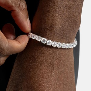 <b>Mens</b> 925 silver moissanite tennis bracelet round cut luxury engagement style jewellery iced out bracelet gift <b>for</b> <b>men</b> wear - Product Image 2