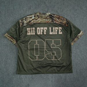 เสื้อเจอร์ซีย์ตาข่ายลายพรางย้อนยุคทรงบ็อกซี่แบบครอปสำหรับอเมริกันฟุตบอล  สามารถสั่งทำชื่อและหมายเลขได้  เสื้อเจอร์ซีย์คอกลมสำหรับกีฬาบาสเก็ตบอล - Product Image 4