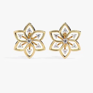 New Luxury Manufactured Flower Shape Moissanite Diamond <b>Earrings</b> for Women Certified Sustainable Fine Available For Sale - Product Image 6