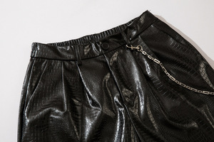 <b>Men</b> Classic Black Leather Pants Low Waist PU Stretch Trousers with Pocket Man Customized Leather Pants OEM 2026 custom - Product Image 3