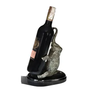 Metal <b>Elephant</b> Wine Bottle Holder Round Novelty Design <b>Decorative</b> Stand for Living Room and Dining - Product Image 1