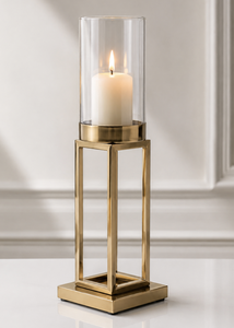 Modern Metal <b>Hurricane</b> Candle Holder with Glass Cylinder Decorative Floor <b>Lantern</b> Pillar Candle Stand for Home Decor - Product Image 2