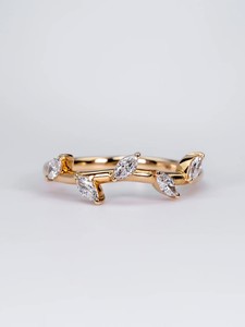 Custom ODM Manufacturer 10K 14K 18K Gold Moissanite <b>Ring</b> Marquise Cut Leaf Vine <b>Stacking</b> Band Women's Prong Setting Fine Jewelry - Product Image 1