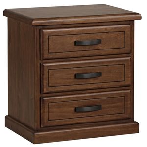 Mesita de Noche de Madera de Teca Cozy Silhouette con Acabado de Grano Rico y 3 Cajones para el Hogar - Product Image 2