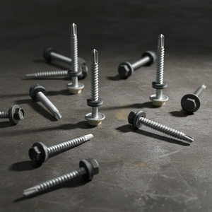 PDC Model 12 Hex Head Self Drilling <b>Screw</b> Bonded EPDM Washer Carbon Steel Coarse Thread <b>Galvanized</b> Zinc Plated Class 4.8/6.8 - Product Image 1