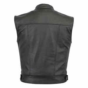 Nuevo Chaleco de Cuero y Lona Reversible para Hombre, Estilo Motero, con Cierre de Cremallera, Talla Personalizada, 100% Cuero Vacuno Genuino - Product Image 6