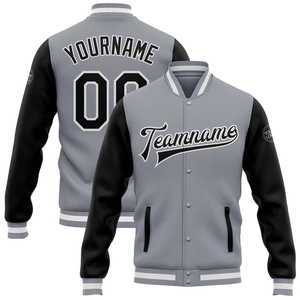 Chaqueta de Béisbol Varsity Gris Personalizada para Hombre, Ropa de Invierno Estilo Letterman con Botones de Fabricación Propia para Chaqueta de Invierno Masculina - Product Image 1