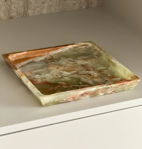 Plateau carré en onyx vert multi-vert, plateau de service décoratif en pierre naturelle, plateau en onyx de luxe fait main, fournisseur en gros - Product Image 3