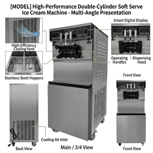 KEIFU ICE50L New 220V Soft Serve Ice Cream <b>Machine</b> Commercial Desktop Stainless Steel Triple Compressor for Bubble <b>Tea</b> Shop Use - Product Image 5