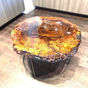 Golden Ember Burl Wood <b>Epoxy</b> Side <b>Table</b> – Handcrafted Live Edge <b>Coffee</b> <b>Table</b> with Resin Finish Molten Gold <b>Epoxy</b> Side <b>Table</b> - Product Image 5