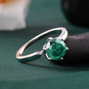 2.00 CT Fancy Green Portuguese Cut Lab Grown Diamond <b>Ring</b> with Prong Setting in 14K <b>Gold</b> <b>Cocktail</b> Statement - Product Image 2