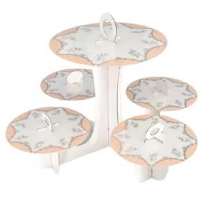 Support à gâteau blanc au design classique, plateau de présentation de desserts, support à cupcakes, décoration simple pour mariage, anniversaire, fête, table de cuisine - Product Image 4
