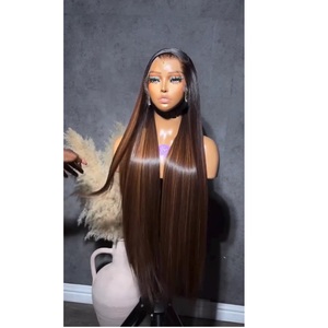Cabello Humano Liso de Primera Calidad con Frente de Encaje Frontal, Línea de Cabello Natural Invisible, Disponible para la Venta - Product Image 1