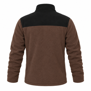 Chaqueta de Forro Polar para Hombre, Cuello Alto, Bloques de Color, Bolsillos con Cremallera, Abrigo de Invierno Cortavientos - Product Image 2