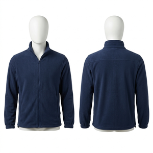 Veste polaire de travail 320 GSM en polyester anti-boulochage, bleu marine et gris, avec broderie de logo personnalisé et transfert thermique, pour l'hiver, la randonnée et le camping - Product Image 2