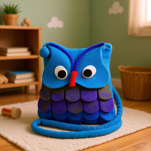 กระเป๋าเก็บของสำหรับเด็กและวัยรุ่น ลายนกฮูกสีน้ำเงิน - Product Image 3