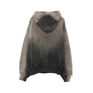 Sudadera con Capucha Oversize para Hombre, Gris, Teñida, de Felpa Francesa, Algodón Antipilling, Diseño con Bolsillos, Estilo Urbano de Invierno, Lavado Ácido - Product Image 2