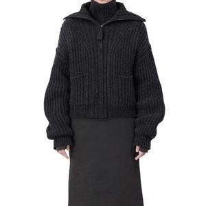 Pull col V personnalisé pour femme, nouvelle collection hiver, qualité professionnelle, en stock, tricot ample, style business décontracté, 220g, manches longues - Product Image 3